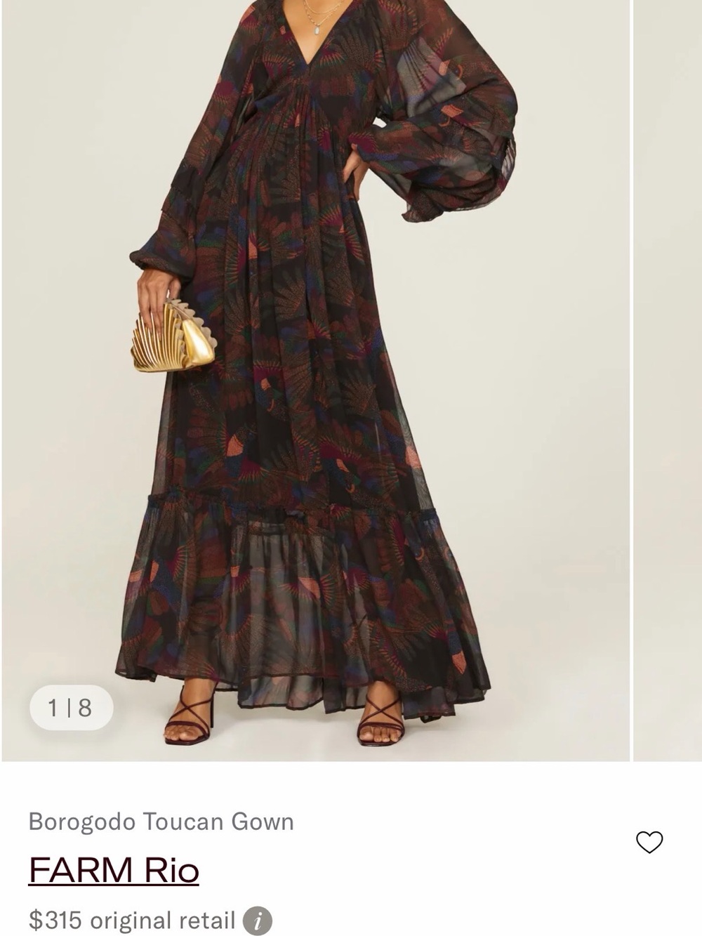 FARM Rio Multicolor Floral Pleated Maxi Dress in Navy - Picture 5 of 5